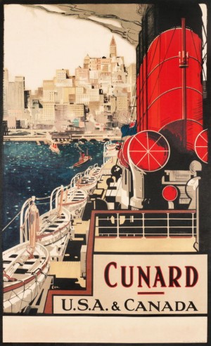 Cunard USA and Canada Titans of The Sea Vintage Advertising Poster